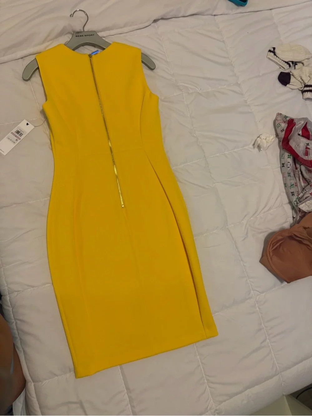Calvin Klein Bright Yellow Sleeveless Midi Sheath Dress